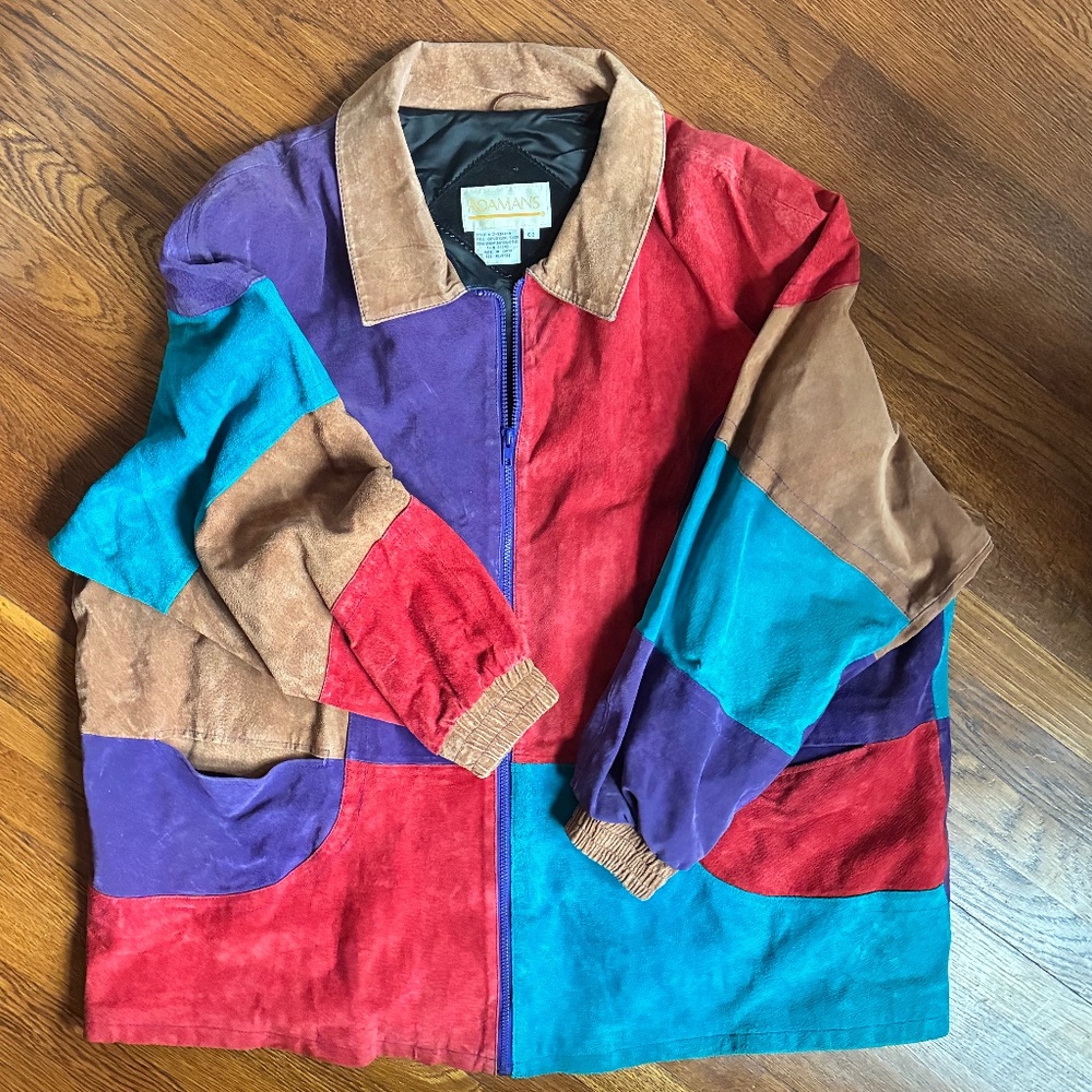 Vintage Roaman's Color Block Suede Jacket/Coat